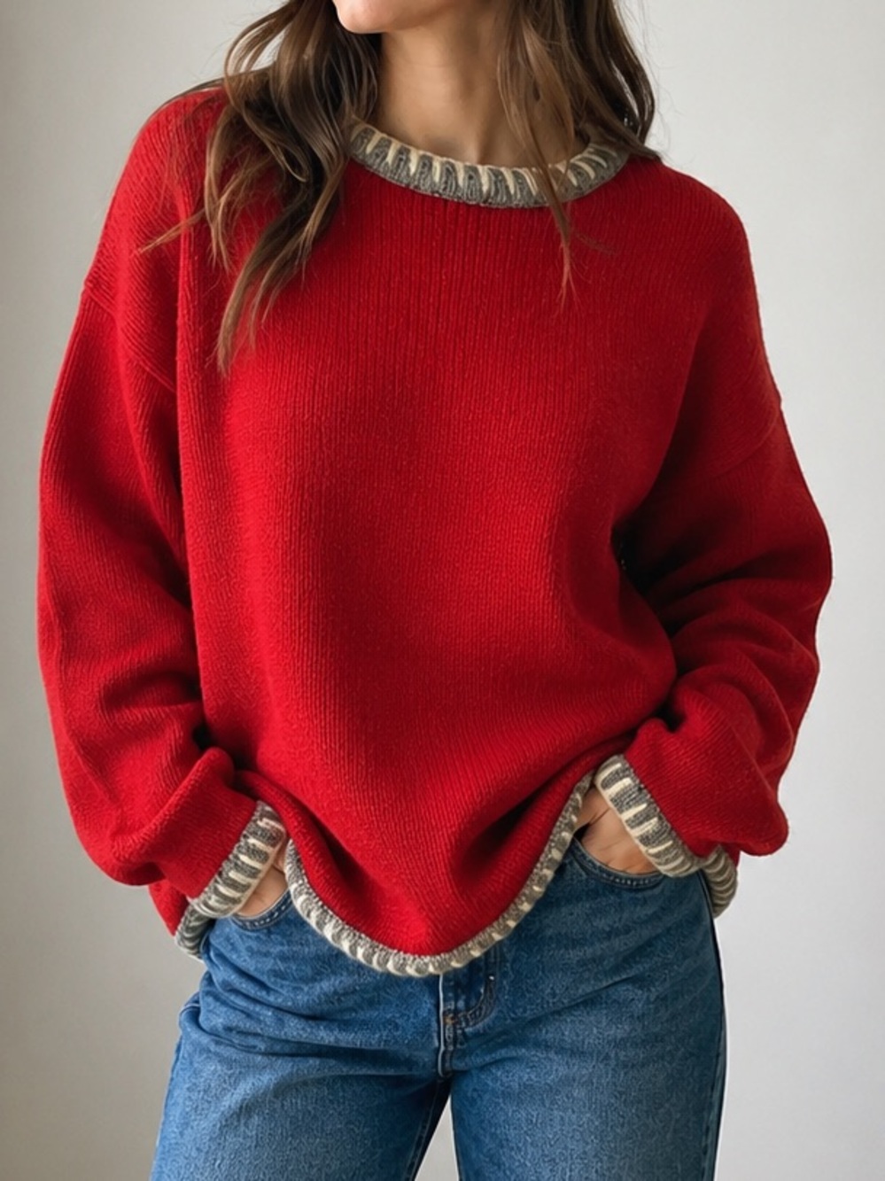 EMS Sweater Womens Medium red Pullover Wool Vintage Eastern Mtn Sports